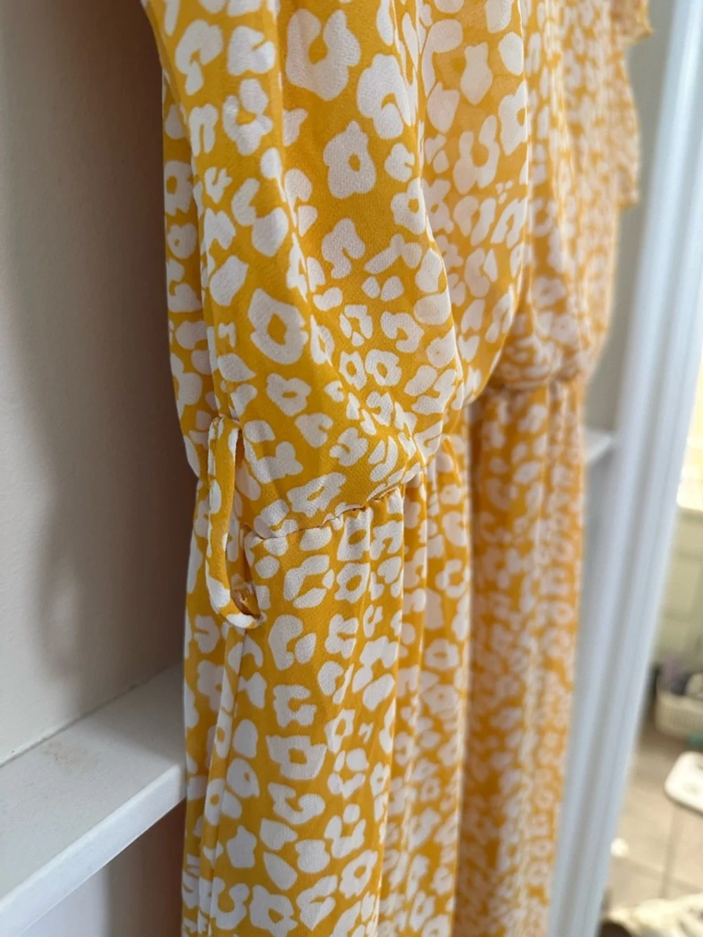 Flutter Sleeve Mustard Floral Maxi Dress - Picture 3 of 3